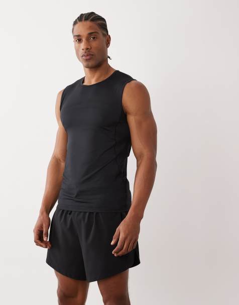 4505 muscle fit training tank with quick dry in black - view 1
