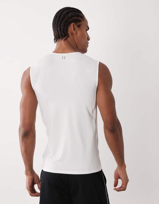 4505 muscle fit training tank with quick dry in white, 3 of 5