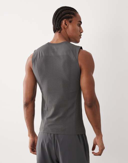4505 - Naadloos muscle-fit vormgevend basislaag compressie hemdje in donkergrijs, 4 van 5