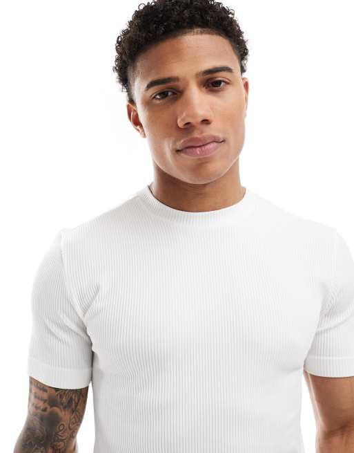 4505 - Naadloos trainingsshirt met rib in wit 