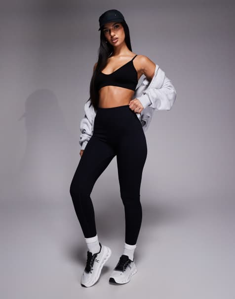 4505 - Naadloze geribbelde fitnesslegging met hoge taille in zwart - view 1