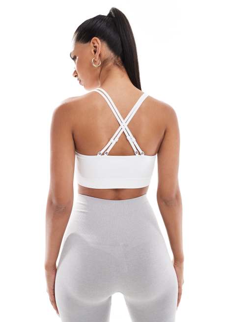 4505 - Naadloze sport bh met medium ondersteuning en uitneembare vulling in wit , 4 van 4