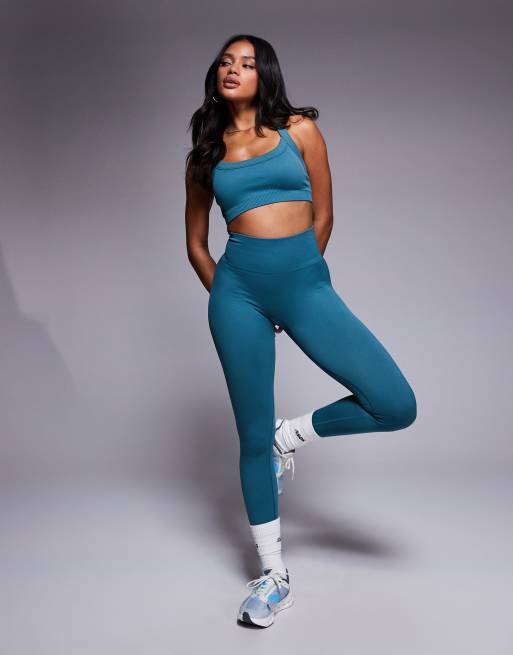 4505 - Naadloze vormende fitnesslegging met hoge taille in zeeschuimgroen 