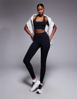 4505 - Nahtlose, formende Sport-Leggings in Schwarz mit hohem Bund