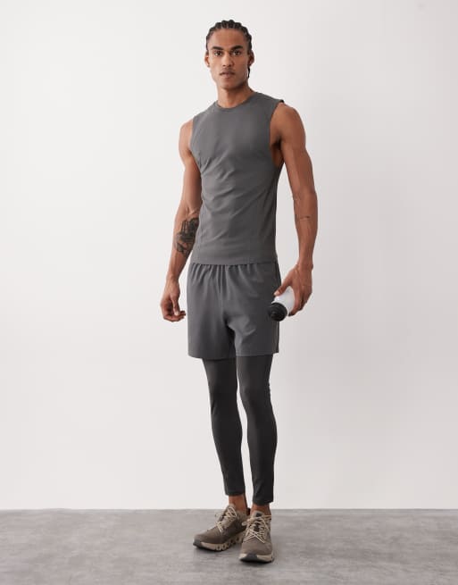 4505 – Nahtloses, figurformendes Baselayer-Muskel-Trägertop in Dunkelgrau mit Kompressionsfunktion, 2 von 5