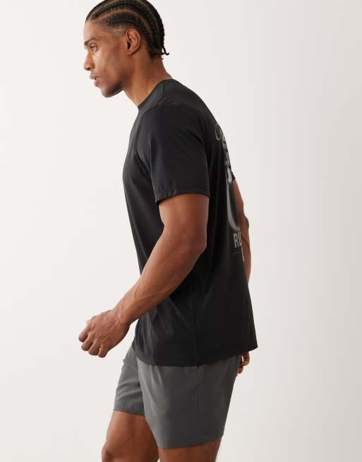 4505 nylon performance mesh quick-dry back print running t-shirt in black , 4 of 5