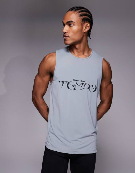 4505 nylon performance mesh quick-dry graphic running singlet in cool grey - view 1