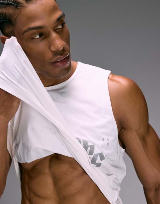 4505 nylon performance mesh quick dry graphic running singlet in white , 2 of 5