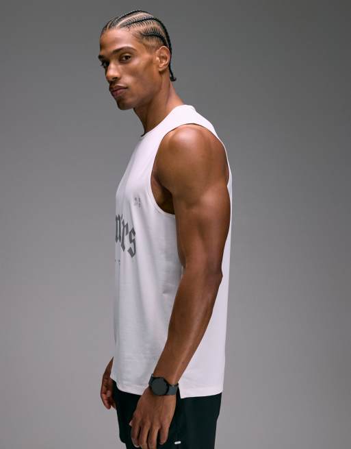 4505 nylon performance mesh quick dry graphic running singlet in white , 3 of 5