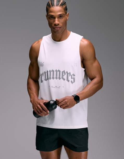 4505 nylon performance mesh quick dry graphic running vest in white - view 1