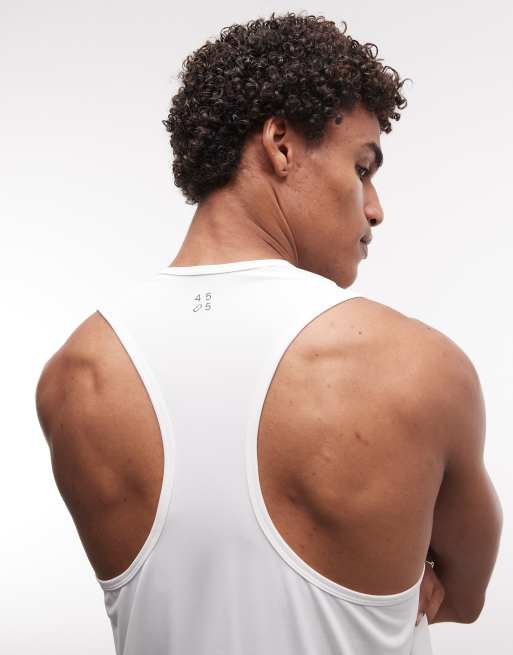 4505 nylon performance mesh quick dry racer back running singlet in white, 2 of 5