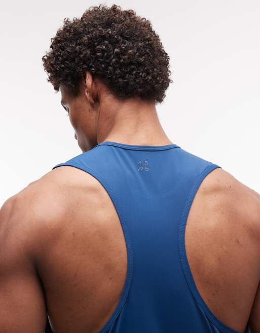 4505 nylon performance mesh quick dry racer back running tank top in deep blue, 4 of 5