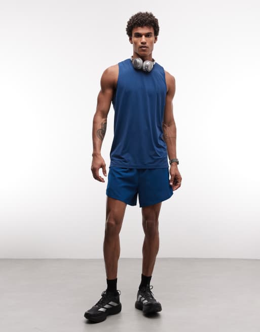 4505 nylon performance mesh quick dry racer back running tank top in deep blue, 5 of 5