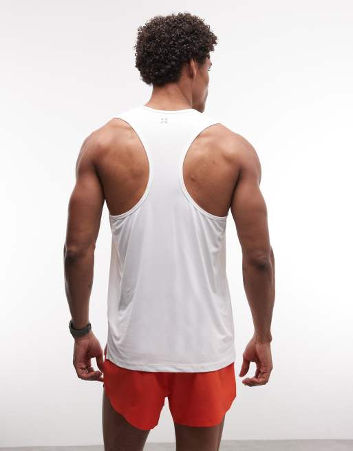 4505 nylon performance mesh quick dry racer back running vest in white, 5 of 5