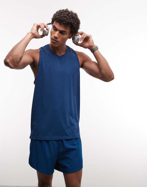 4505 Nylon-Performance-Mesh Quick-Dry Racerback-Laufweste in Dunkelblau - view 1