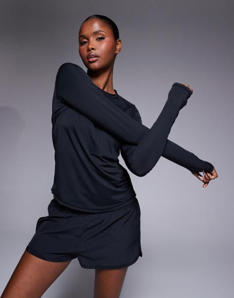 4505 nylon performance mesh quick dry running long sleeve in black - BLACK - view 1