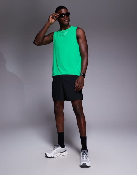 4505 nylon performance mesh quick dry running singlet in neon green - view 1