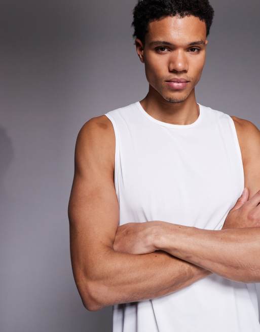 4505 nylon performance mesh quick dry running singlet in white, 3 of 5