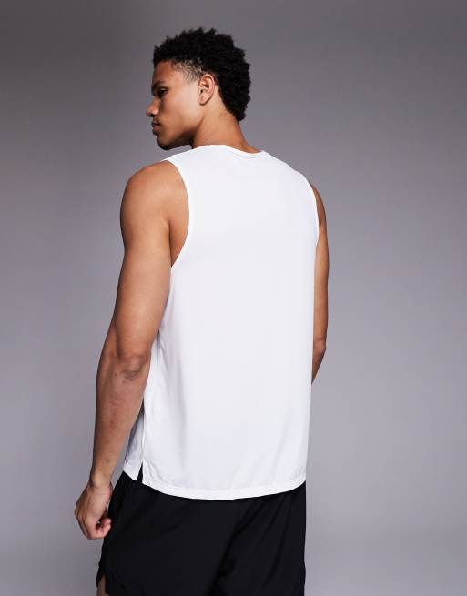 4505 nylon performance mesh quick dry running singlet in white, 4 of 5