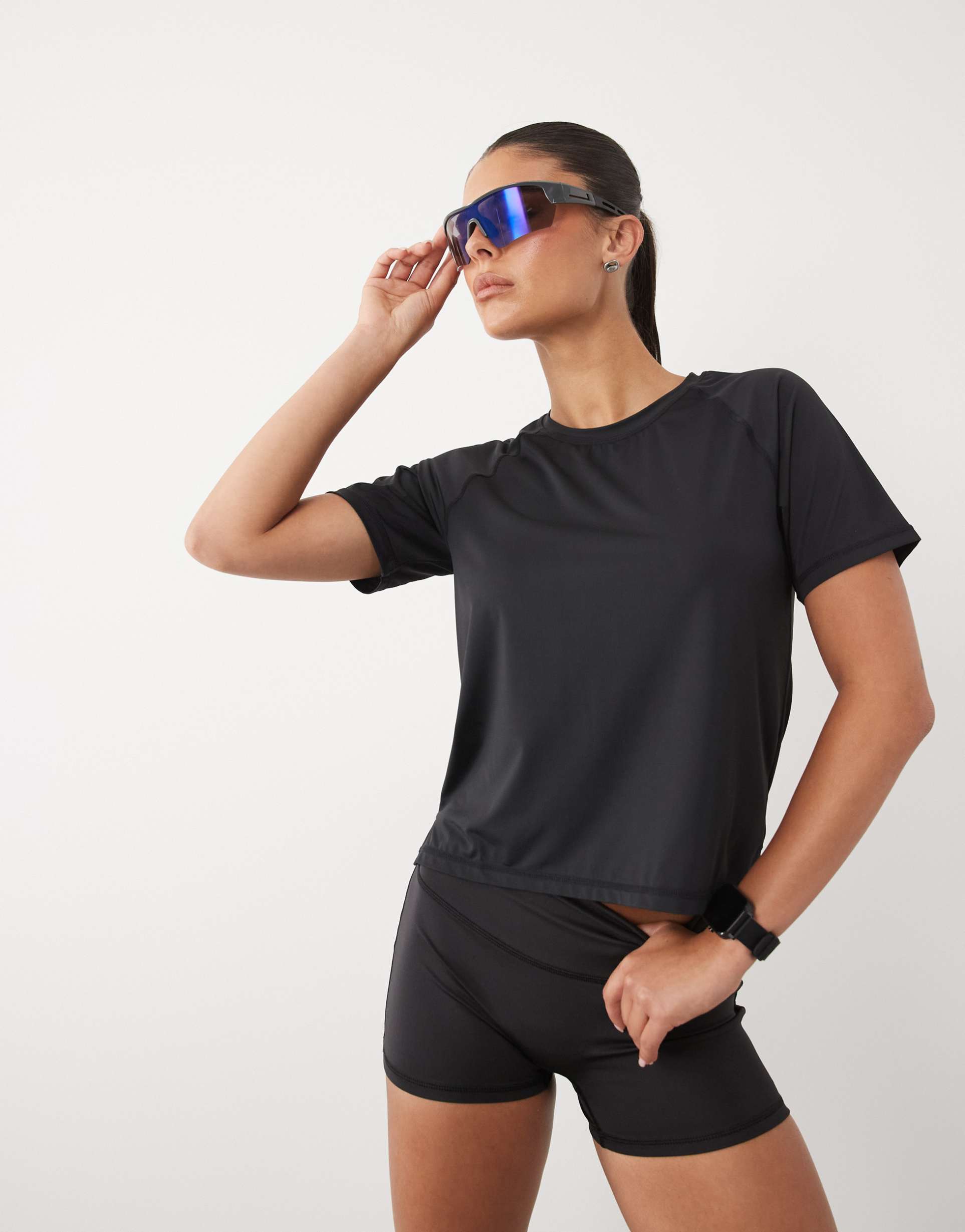 4505 nylon performance mesh quick dry running t-shirt in black