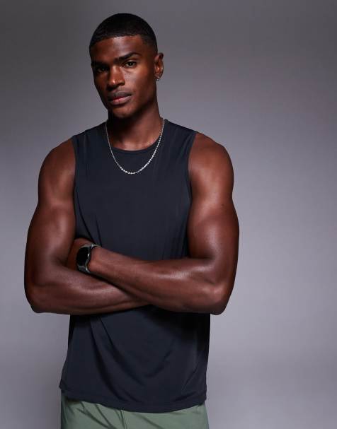 4505 nylon performance mesh quick dry running tank top in black - view 1