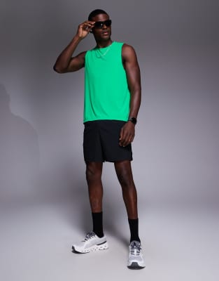 4505 Nylon Performance Mesh Quick Dry Running Tank Top In Green