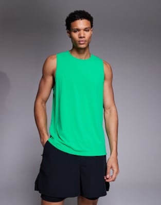 4505 nylon performance mesh quick dry running vest in neon green