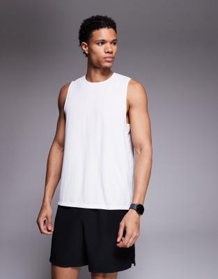 4505 nylon performance mesh quick dry running vest in white