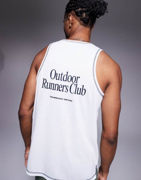 4505 Outdoor Runner back graphic quick dry mesh tank top in white - view 1