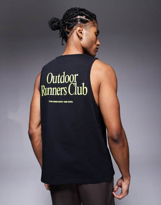 4505 Outdoor Runner back print cotton vest with quick dry finish in black