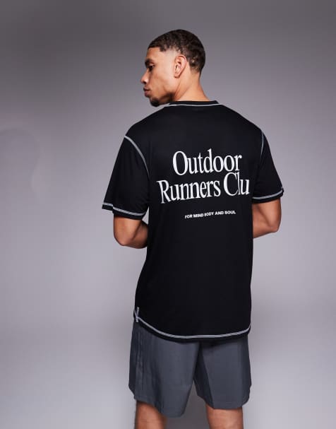 4505 - Outdoor Runnerback - Sort T-shirt i hurtigttørrende mesh med print - view 1