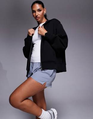 4505 - Oversize-Kapuzenjacke aus schnell trocknendem Performance-Jersey in Schwarz