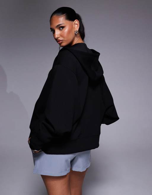 4505 – Oversize-Kapuzenjacke aus schnell trocknendem Performance-Jersey in Schwarz, 4 von 4