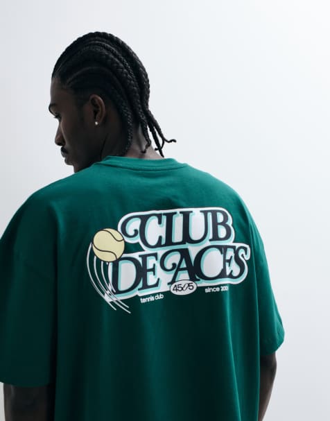 4505 Oversize-T-Shirt aus schwerer Baumwolle mit Brustprint und schnelltrocknendem Finish in Court Green - view 1