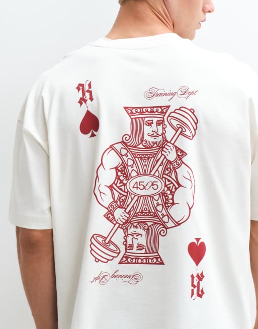 4505 Oversize-T-Shirt aus schwerer Baumwolle mit Rückenprint in Vintage White, 3 von 5