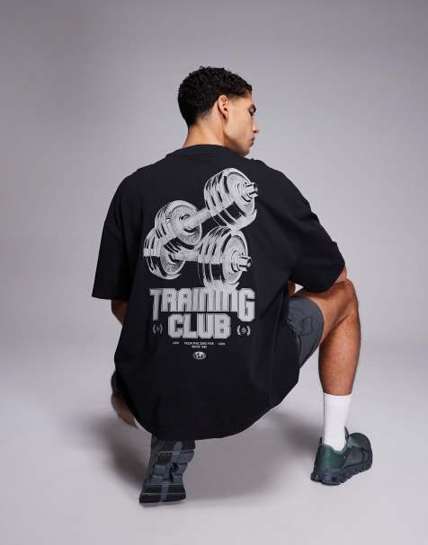 4505 – Oversize-T-Shirt aus schwerer, schnell trocknender Baumwolle in verwaschenem Schwarz mit Rückenprint - view 1