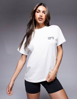 4505 Oversized Back Print Cotton T-shirt With Quick Dry Finish In White