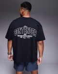 [ASOS] 4505 oversized heavyweight back print cotton t-shirt with quick dry finish in black XS Black