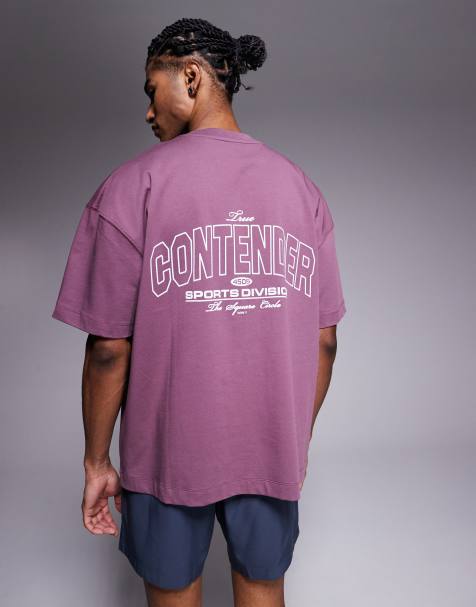 4505 oversized heavyweight back print cotton t-shirt with quick dry finish in grape - view 1