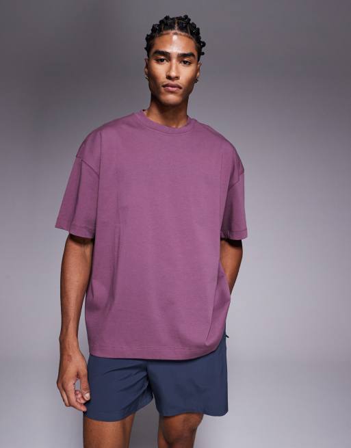 4505 oversized heavyweight back print cotton t-shirt with quick dry finish in grape