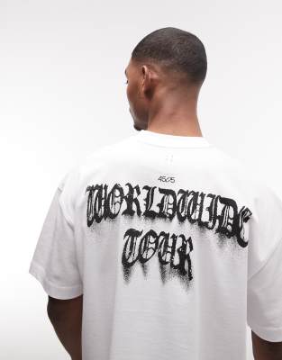 4505 Oversized Heavyweight Quick Dry Cotton T-shirt With Tour Graphic In White