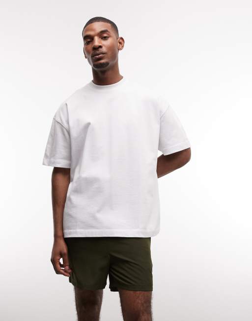 4505 oversized heavyweight quick dry cotton t-shirt with tour graphic in white, 2 of 5