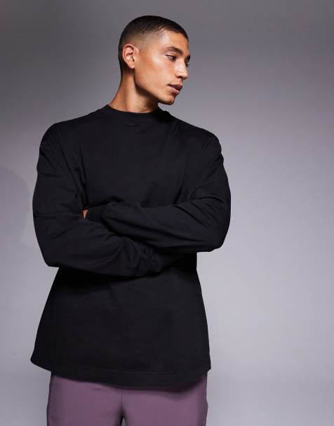 4505 - Oversized katoenen trainingsshirt met lange mouwen en sneldrogende finish in zwart - view 1