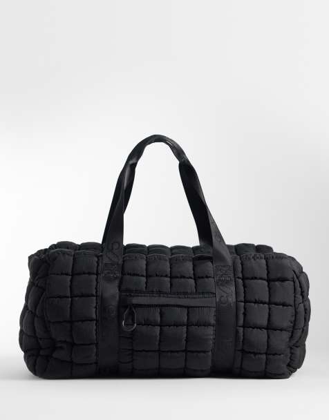 4505 oversized quilted woven gym holdall bag in black - view 1