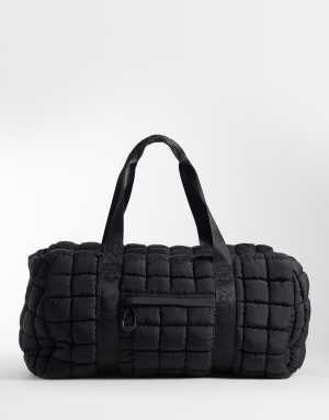4505 oversized quilted woven gym holdall in black