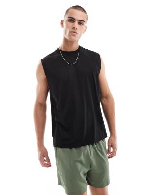 4505 - Oversized sneldrogend trainingshemd van mesh in zwart 