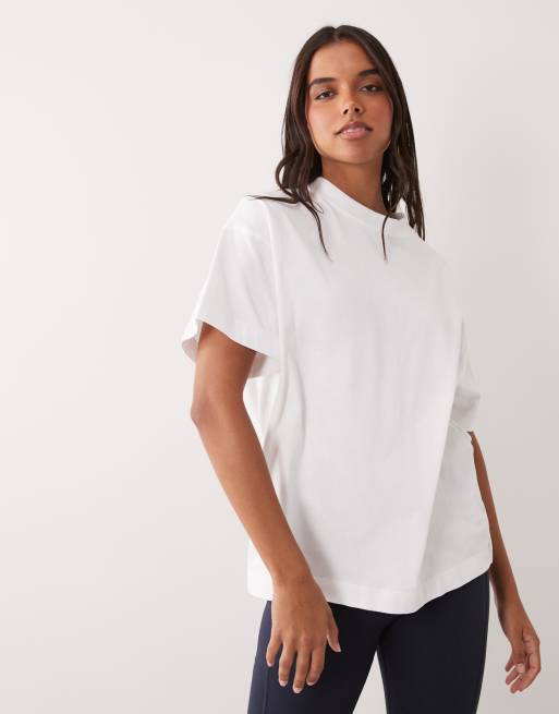 4505 oversized T-shirt van katoen van zware kwaliteit met print op de rug in wit, 4 van 4