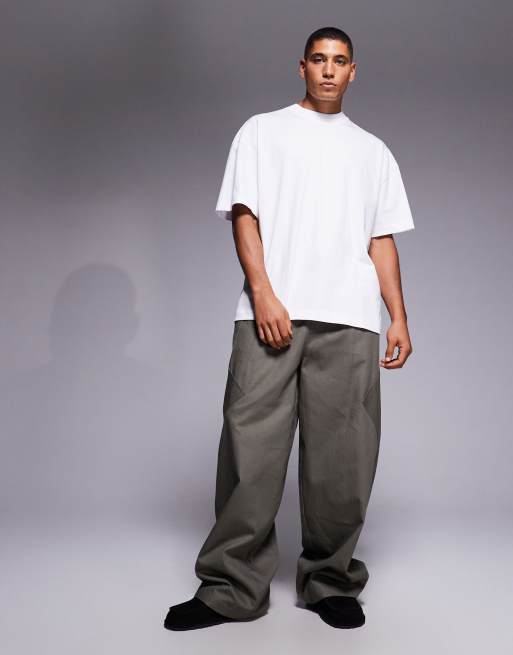 4505 - Oversized T-shirt van sneldrogend zwaar katoen met print op de achterkant in wit, 2 van 5