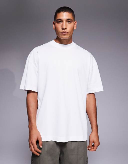 4505 - Oversized T-shirt van sneldrogend zwaar katoen met print op de achterkant in wit, 3 van 5