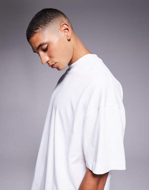 4505 - Oversized T-shirt van sneldrogend zwaar katoen met print op de achterkant in wit, 4 van 5